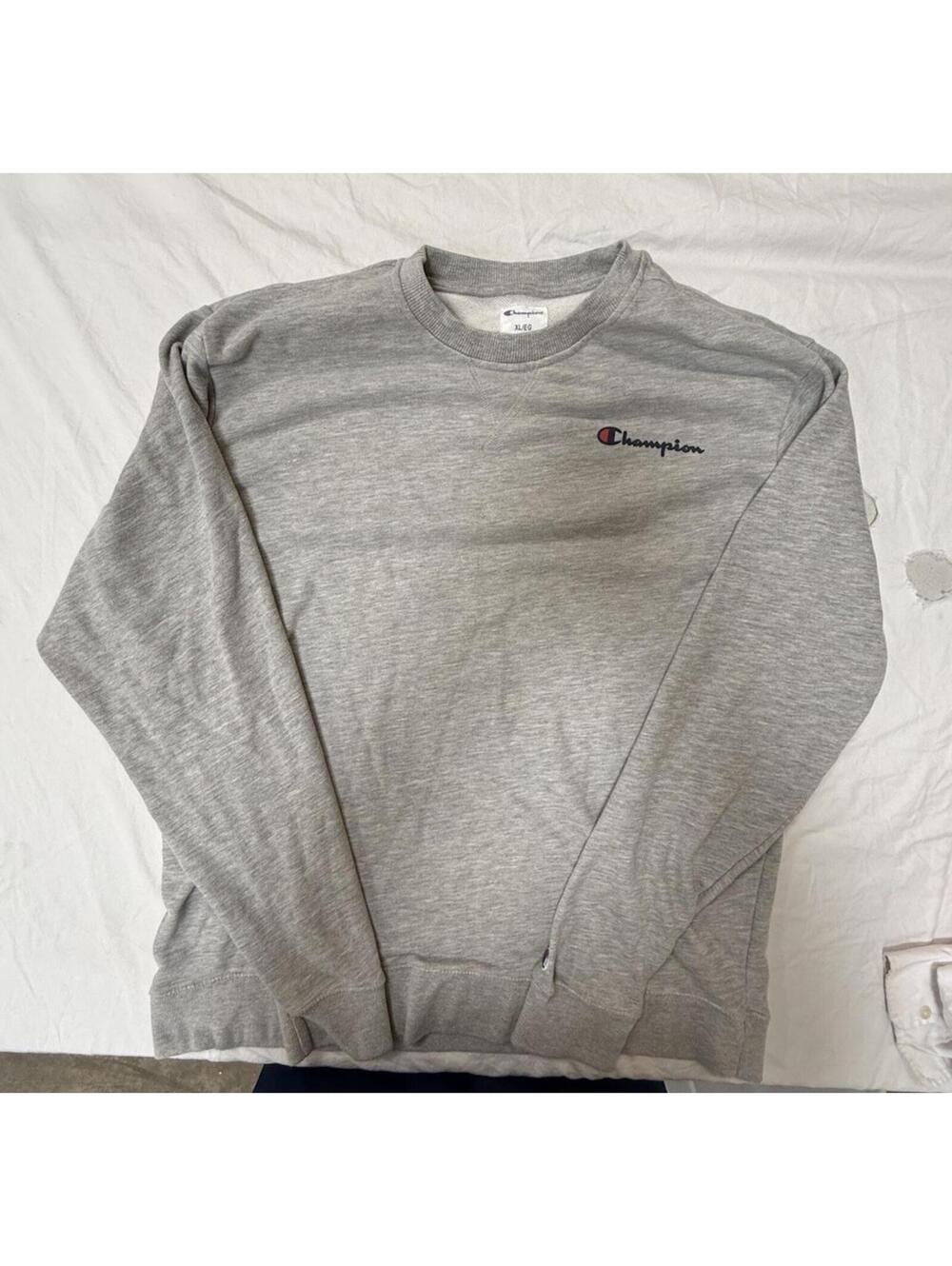 Champion Sweatshirt Gray Crewneck Pullover Long Sleeve XL Men Logo